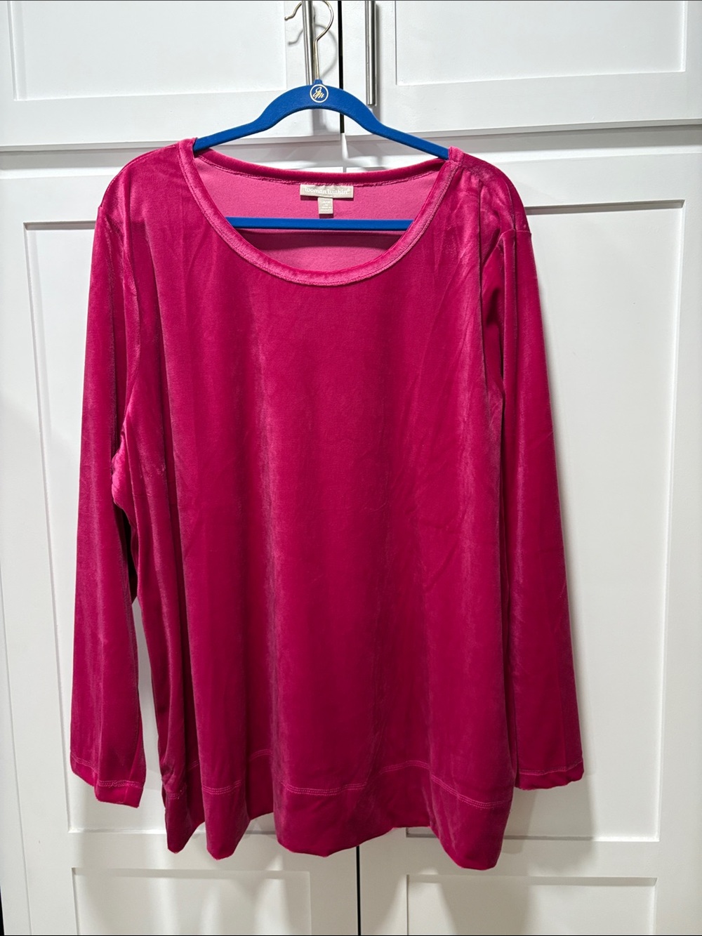 Women’s Long Sleeve Velvet Top - Fuchsia Pink 2X Woman Within HSN